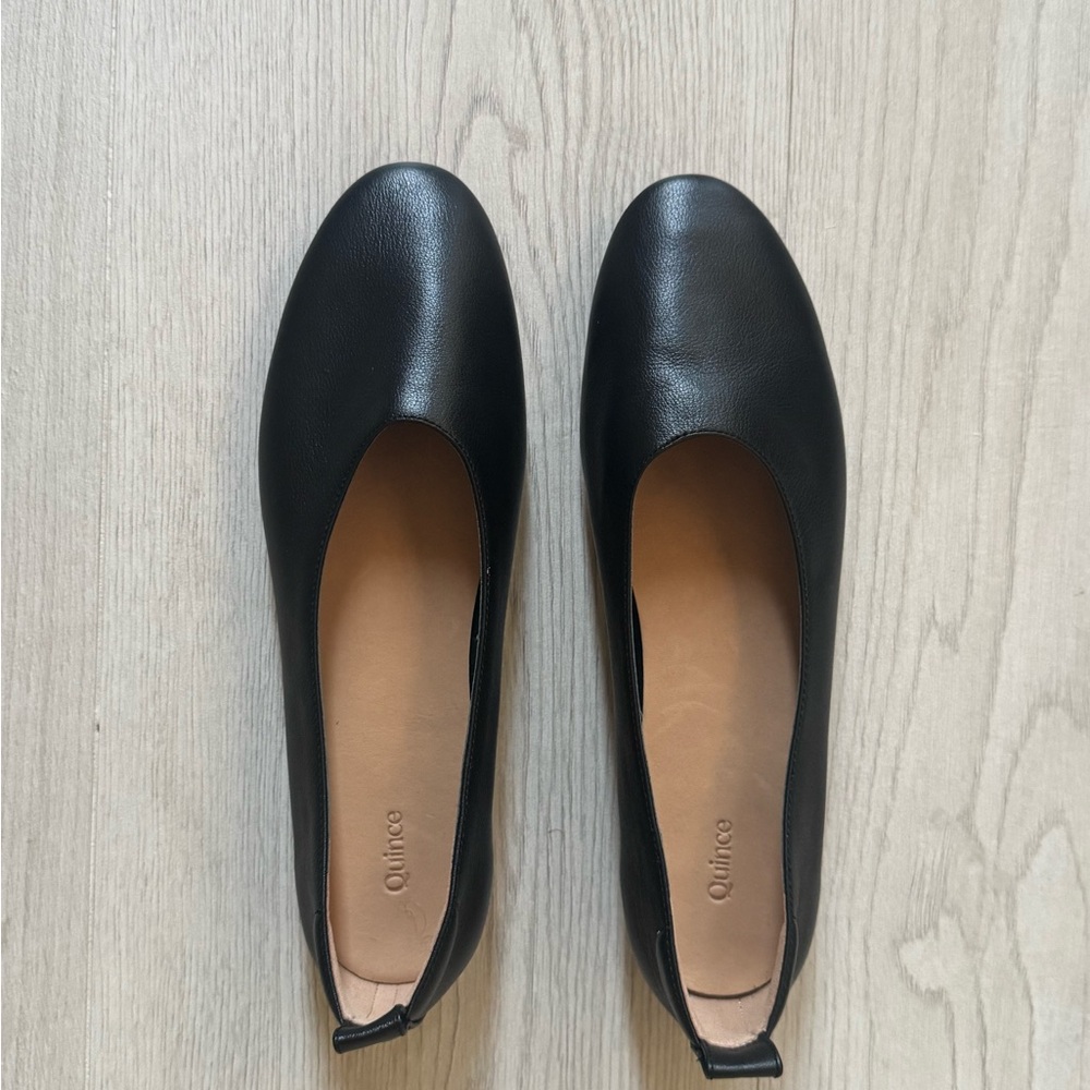 Quince Classic Black Leather Flats